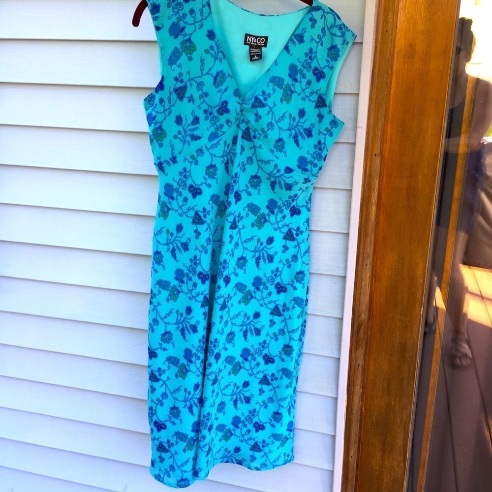 New York & Company Blue Floral Dress
